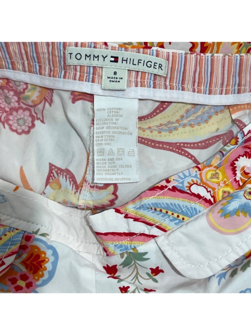 Tommy Hilfiger Paisley Print Cropped Pants Womens 8 Colorful Y2K - Picture 4 of 4